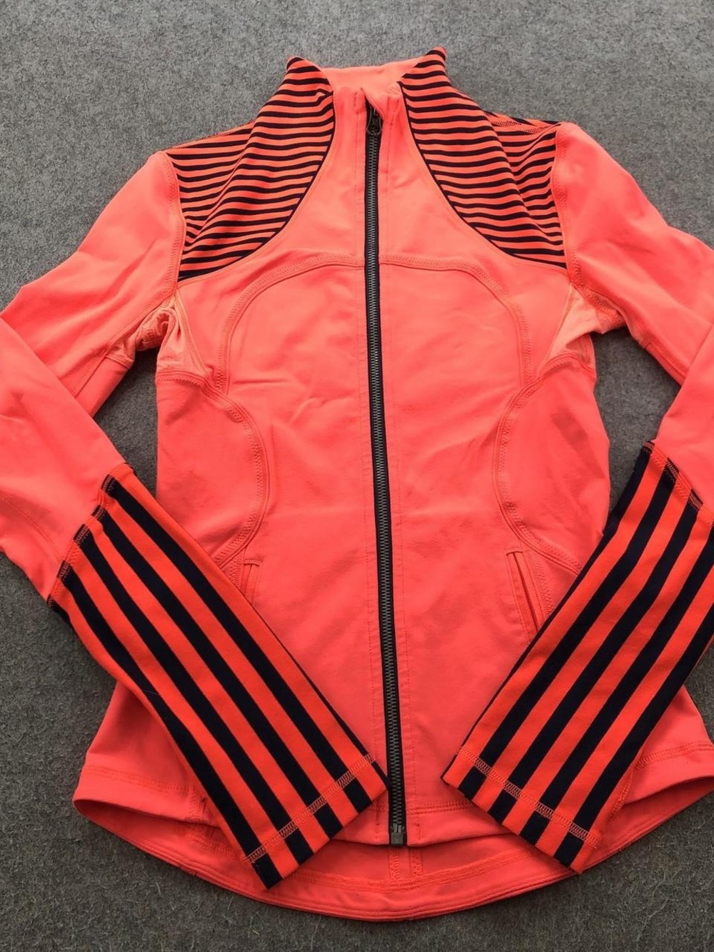 lululemon athletica Coral Zip-Up Jacket with Black Stripes